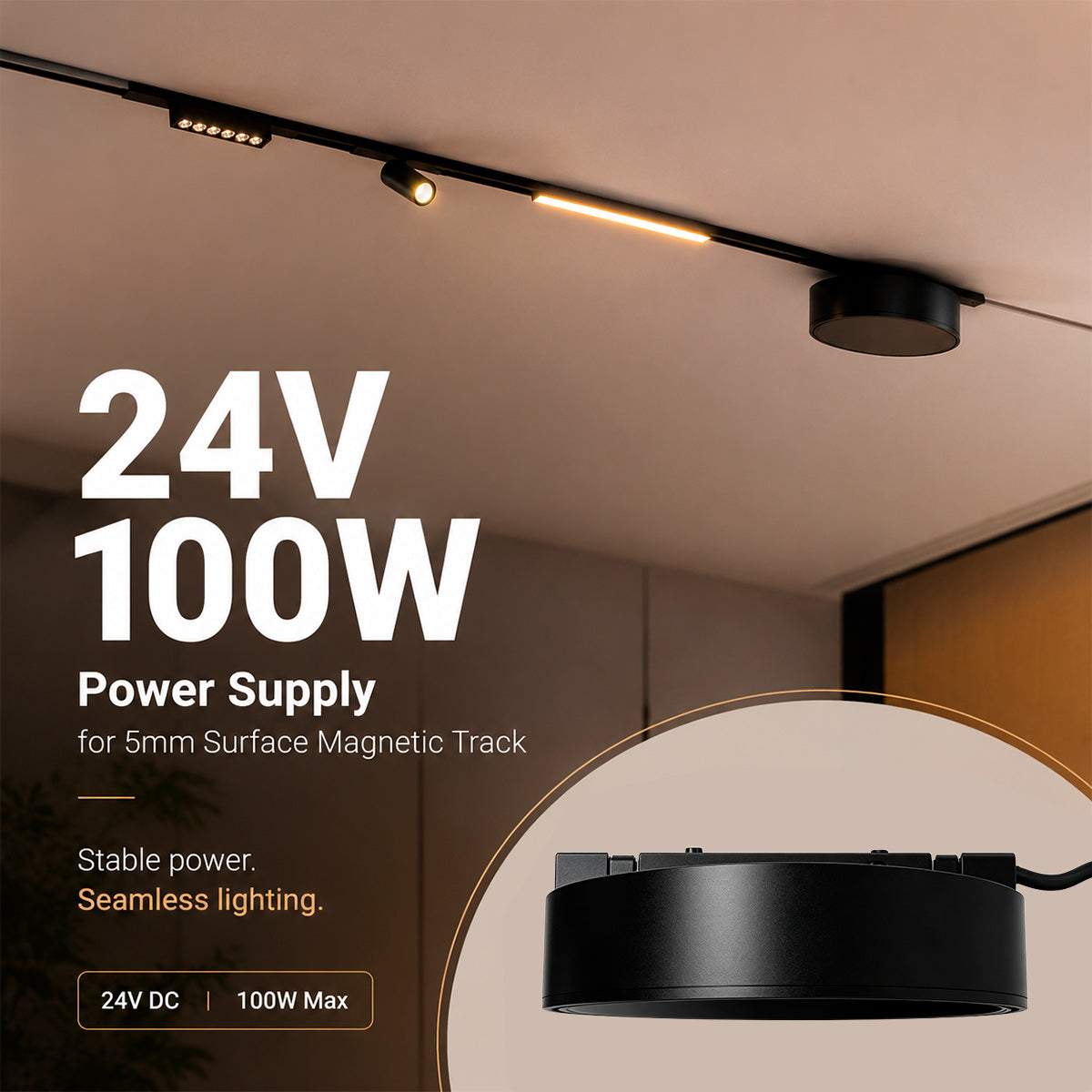 Fuente de alimentación para carril magnético - 5mm - 100W - 24V (2)