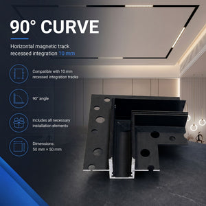 Unión 90 grados horizontal para carril magnético de integración/trimless - 10mm (6)