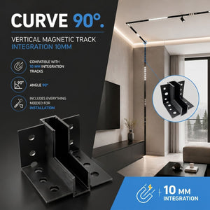 Curva 90 grados vertical para carril magnético de integración/trimless - 10mm (5)
