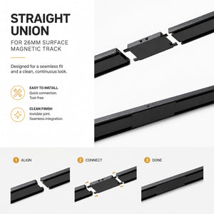 Unión recta para carril magnético de superficie - 26mm (4)