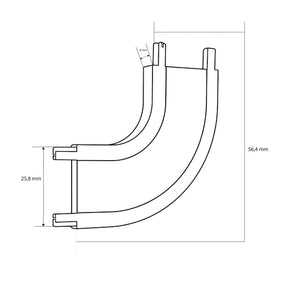 Unión curva 90 grados horizontal para carril magnético de superficie - 26mm (5)