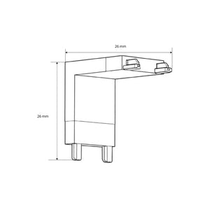 Unión 90 grados vertical para carril magnético de superficie - 26mm (7)