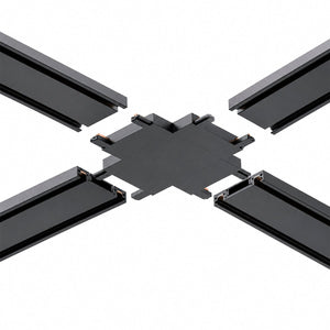 Unión en X para carril magnético de superficie - 26mm | Accesorios | Barcelona Led