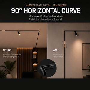 Unión 90 grados horizontal para carril magnético de superficie - 5mm - 24V (3)