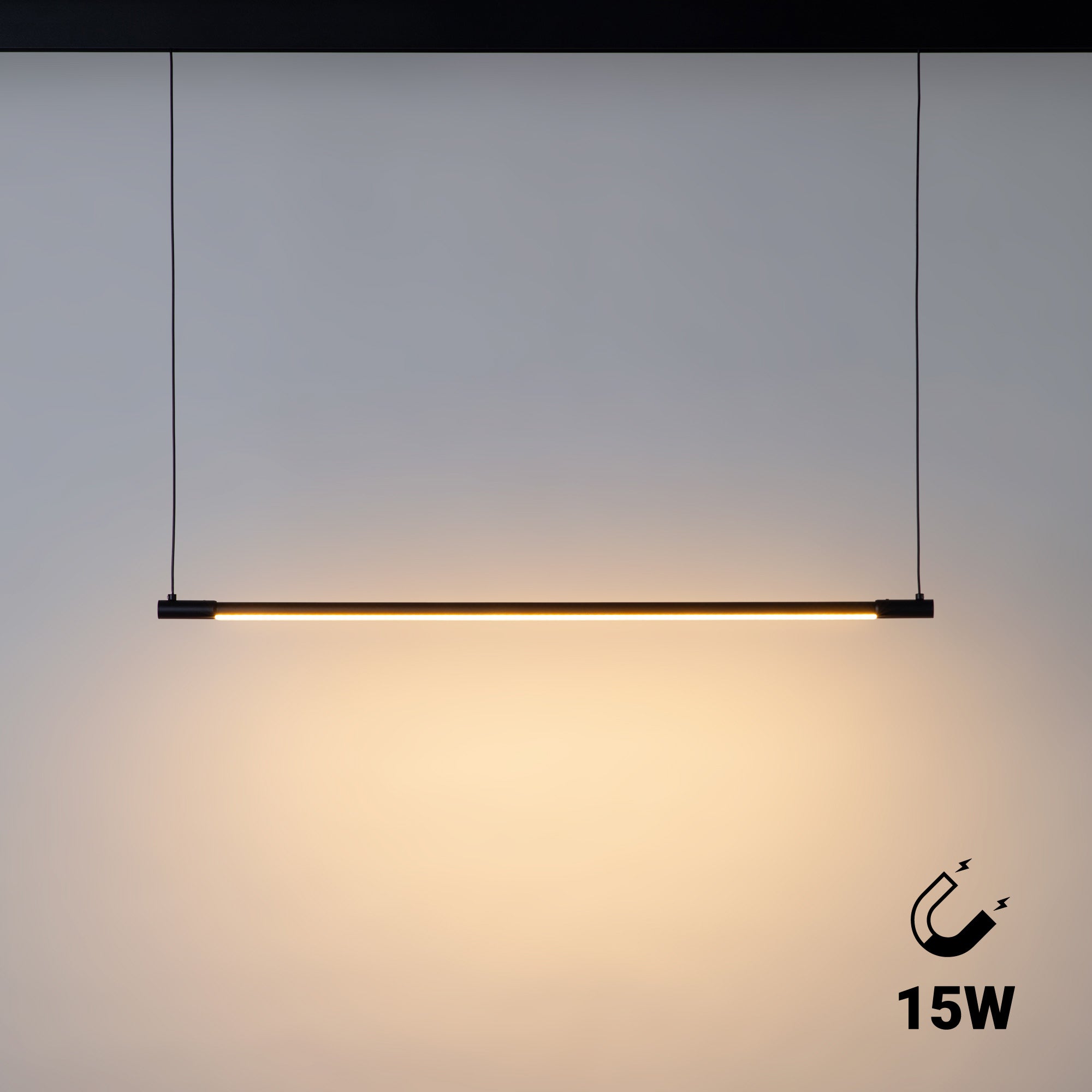 Lámpara colgante LED horizontal para carril magnético - 48V - 15W - 2800K - 80cm