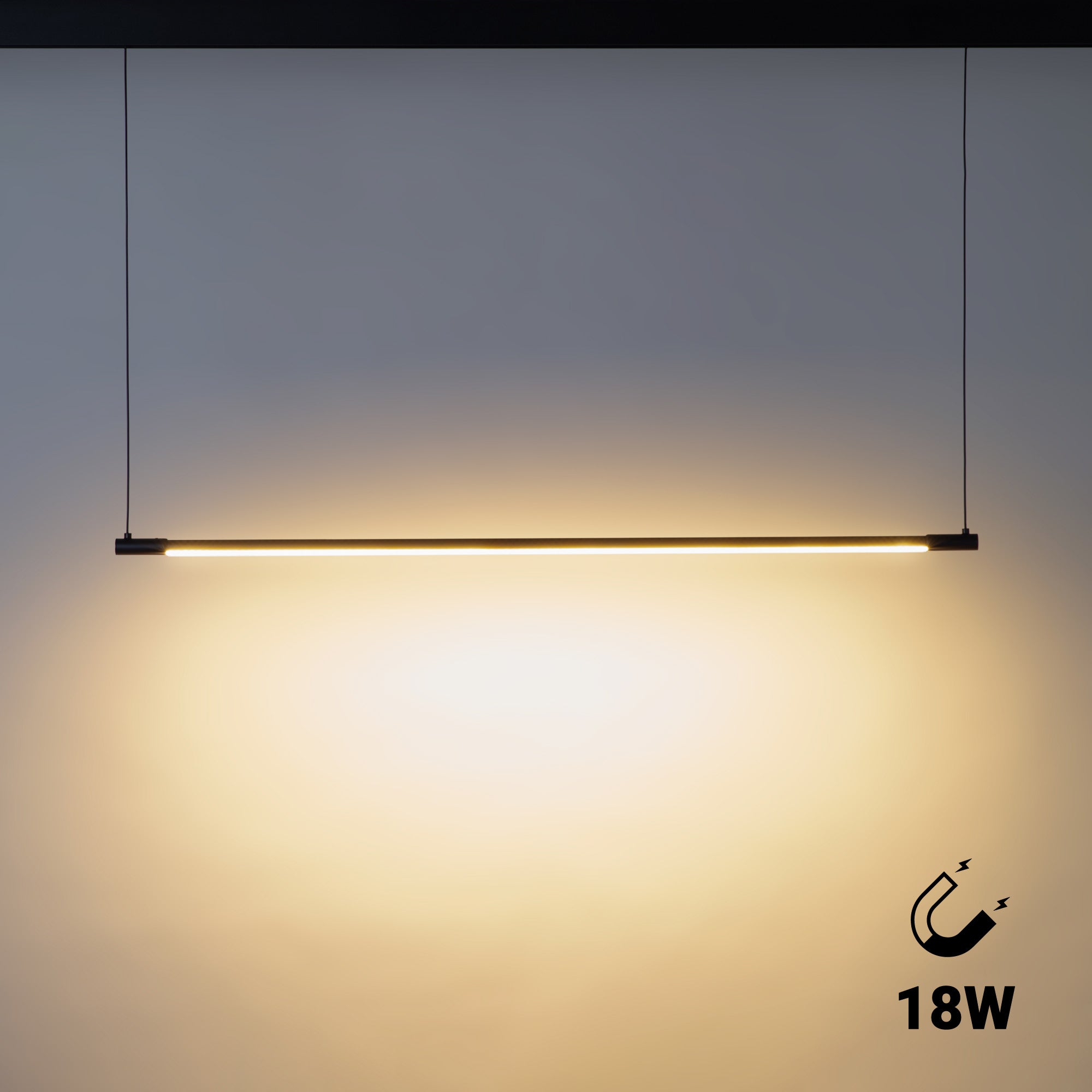 Lámpara colgante LED horizontal para carril magnético - 48V - 18W - 2800K - 100cm