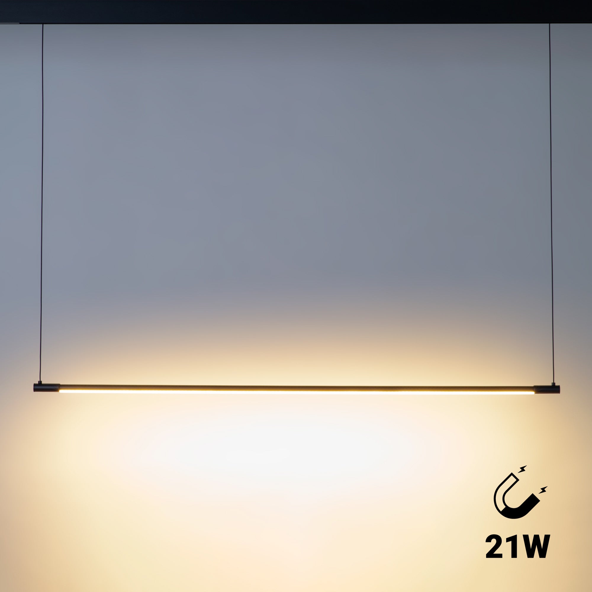 Lámpara colgante LED horizontal para carril magnético - 48V - 21W - 2800K - 120cm