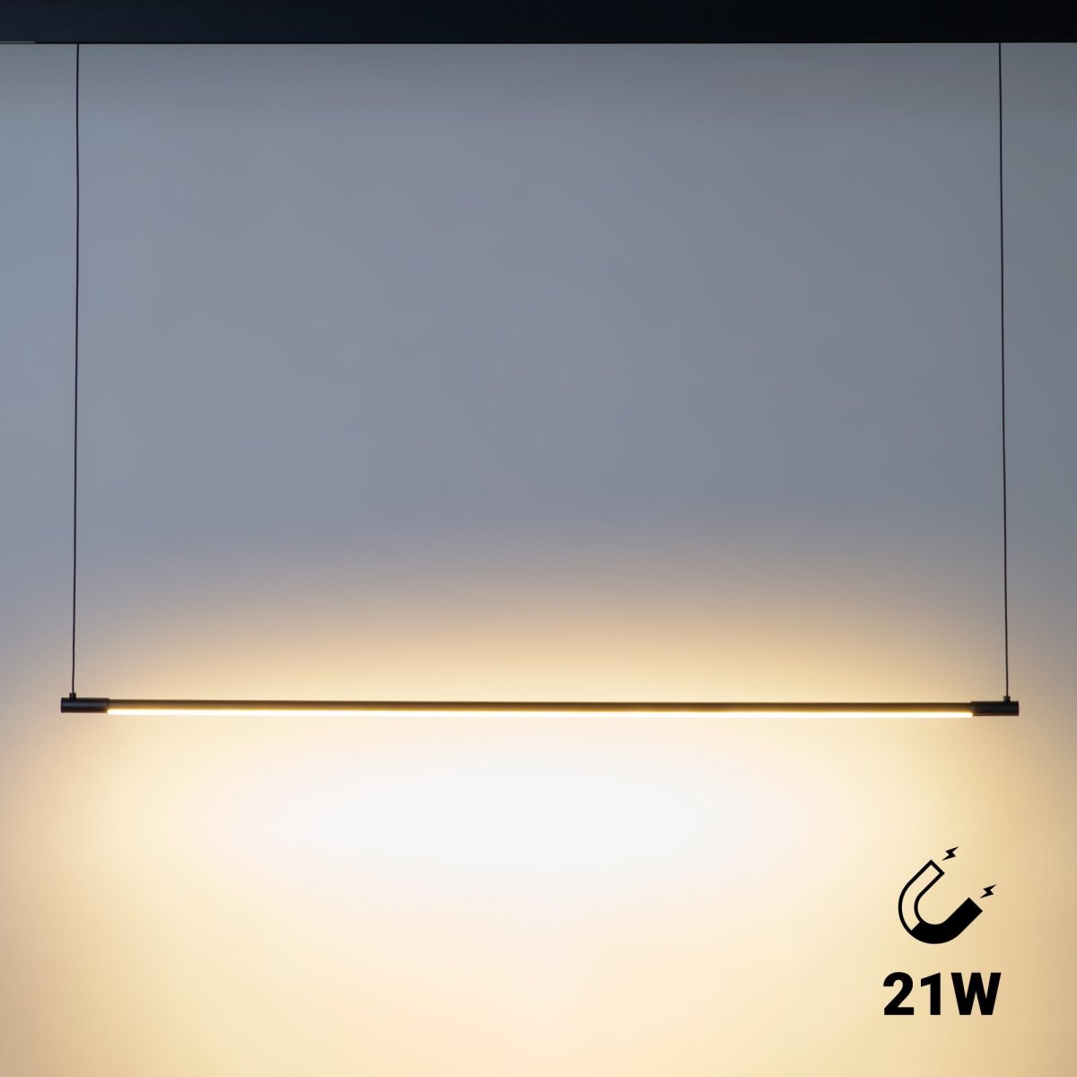 Lámpara colgante LED horizontal para carril magnético - 48V - 21W - 2800K - 120cm - Barcelona Led-