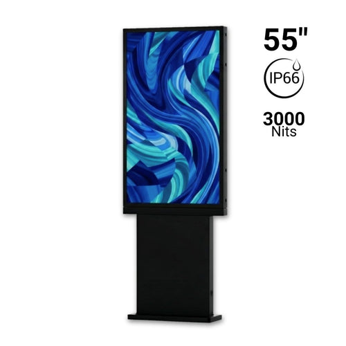 Écran extérieur 4K 55 pouces - Verre antireflet - Android 13 - 4 Go + 64 Go - Usage extérieur