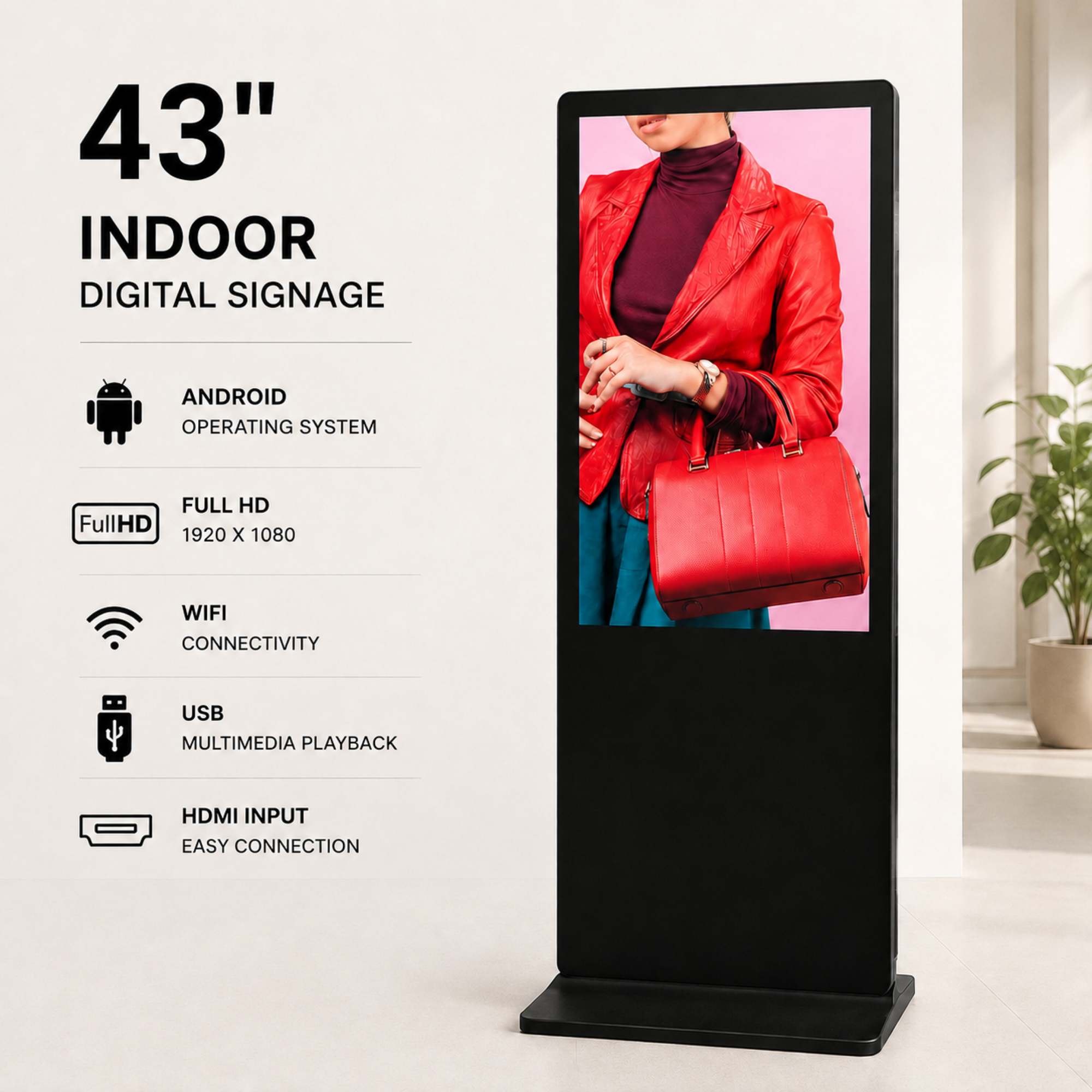 Display publicitario interior LCD Full HD 43" - No táctil - Android (1)