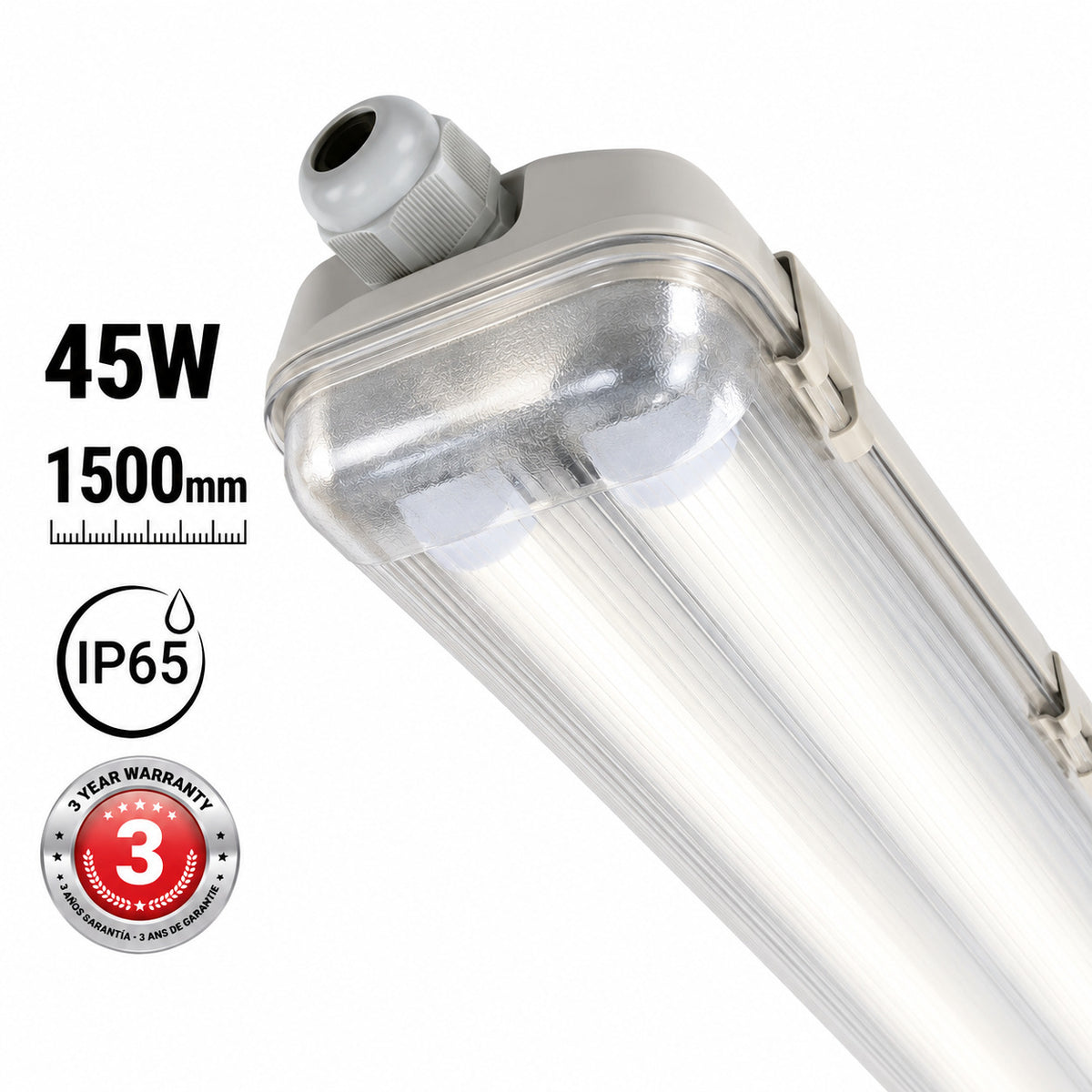 Pantalla estanca ECO CLIMATE - 2 tubos LED T8 - 150cm - Clips plásticos - IP65