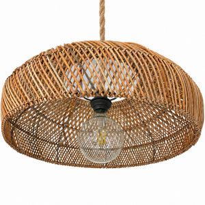 Lámpara colgante de ratán "TULIA" con interruptor y enchufe - E27 - Ø50 cm (2)
