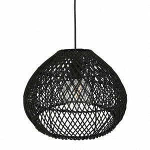 Lámpara colgante de ratán negro "SAORI" con interruptor y enchufe - E27 - Ø40 cm (22)