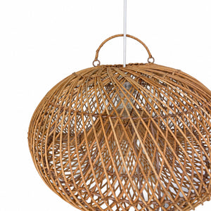 Lámpara colgante de ratán "DUNE" con interruptor y enchufe - E27 - Ø55 cm (22)