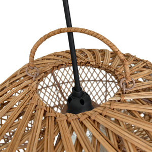 Lámpara colgante de ratán "DUNE" con interruptor y enchufe - E27 - Ø55 cm (14)