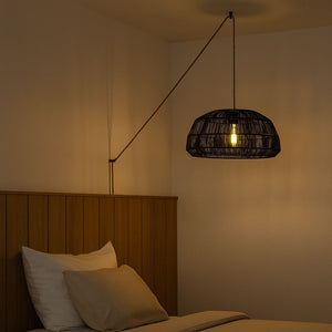 Lámpara colgante de mimbre "ASTRID" - Con interruptor y enchufe - E27 (2)