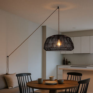 Lámpara colgante de mimbre "ASTRID" - Con interruptor y enchufe - E27 - Barcelona Led-Decoración