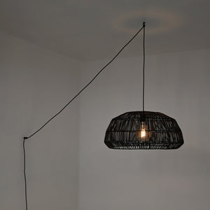 Lámpara colgante de mimbre "ASTRID" - Con interruptor y enchufe - E27 - Barcelona Led-Decoración