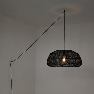 Lámpara colgante de mimbre "ASTRID" - Con interruptor y enchufe - E27 (15)