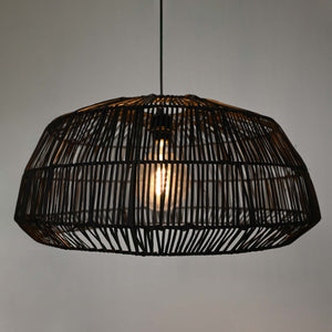 Lámpara colgante de mimbre "ASTRID" - Con interruptor y enchufe - E27 (16)