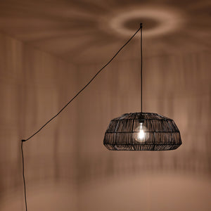 Lámpara colgante de mimbre "ASTRID" - Con interruptor y enchufe - E27 (17)