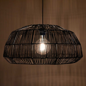 Lámpara colgante de mimbre "ASTRID" - Con interruptor y enchufe - E27 (18)