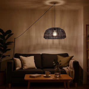 Lámpara colgante de mimbre "ASTRID" - Con interruptor y enchufe - E27 - Barcelona Led-Decoración