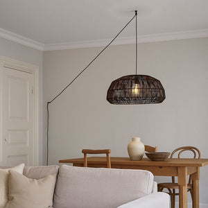 Lámpara colgante de mimbre "ASTRID" - Con interruptor y enchufe - E27 - Barcelona Led-Decoración
