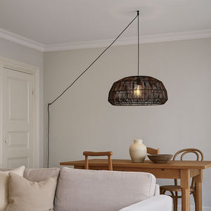 Lámpara colgante de mimbre "ASTRID" - Con interruptor y enchufe - E27 (12)