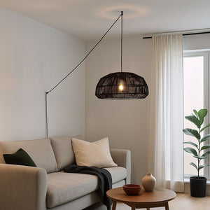 Lámpara colgante de mimbre "ASTRID" - Con interruptor y enchufe - E27 (14)