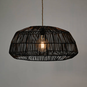 Lámpara colgante de mimbre "ASTRID" - Con interruptor y enchufe - E27 (6)