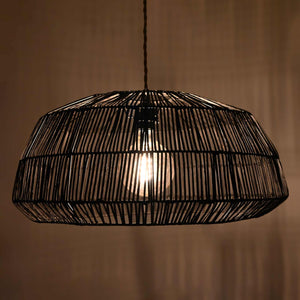 Lámpara colgante de mimbre "ASTRID" - Con interruptor y enchufe - E27 - Barcelona Led-Decoración