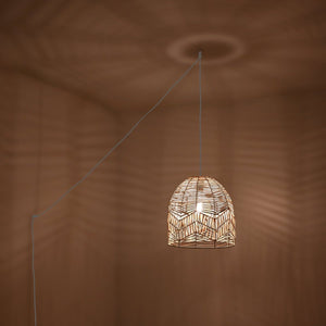 Lámpara colgante de mimbre "NORMA" - Ø35cm - Con interruptor y enchufe - E27 - Barcelona Led-Decoración