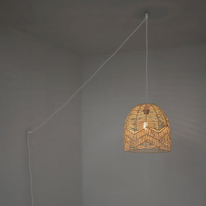 Lámpara colgante de mimbre "NORMA" - Ø35cm - Con interruptor y enchufe - E27 - Barcelona Led-Decoración