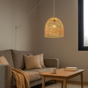 Lámpara colgante de mimbre "NORMA" - Ø35cm - Con interruptor y enchufe - E27 (2)