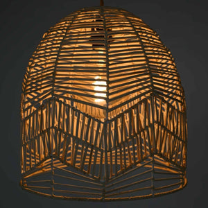Lámpara colgante de mimbre "NORMA" - Ø35cm - Con interruptor y enchufe - E27 - Barcelona Led-Decoración