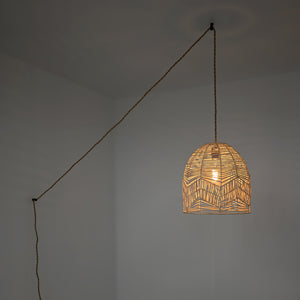 Lámpara colgante de mimbre "NORMA" - Ø35cm - Con interruptor y enchufe - E27 (27)