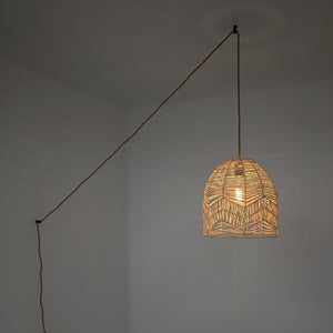 Lámpara colgante de mimbre "NORMA" - Ø35cm - Con interruptor y enchufe - E27 - Barcelona Led-Decoración