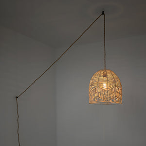 Lámpara colgante de mimbre "NORMA" - Ø35cm - Con interruptor y enchufe - E27 (27)