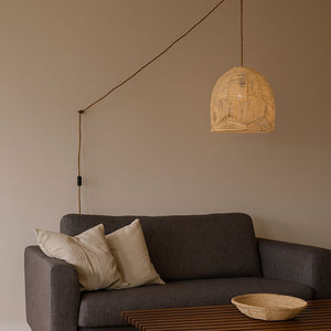 Lámpara colgante de mimbre "NORMA" - Ø35cm - Con interruptor y enchufe - E27 (21)