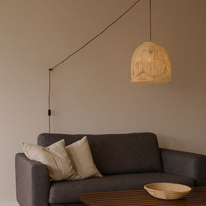 Lámpara colgante de mimbre "NORMA" - Ø35cm - Con interruptor y enchufe - E27 - Barcelona Led-Decoración