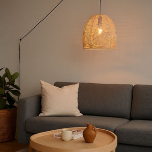Lámpara colgante de mimbre "NORMA" - Ø35cm - Con interruptor y enchufe - E27 - Barcelona Led-Decoración
