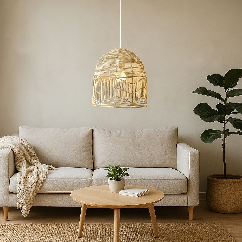 Lámpara colgante de mimbre "NORMA" - Ø45cm - E27 (1)