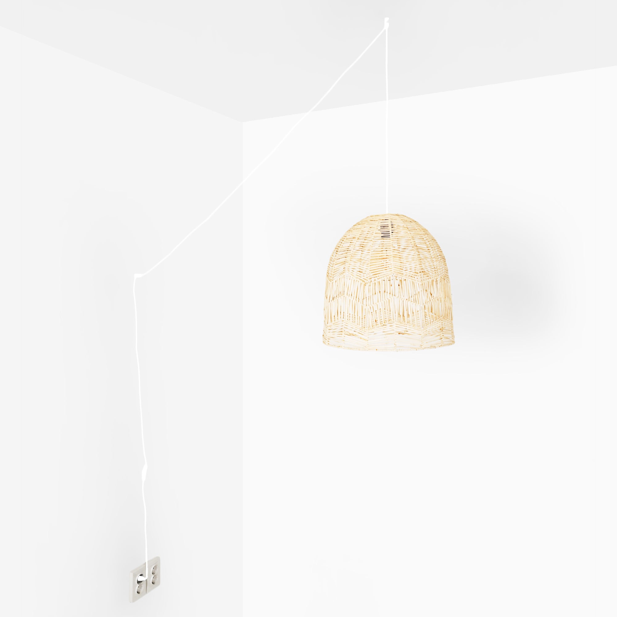 Lámpara colgante de mimbre "NORMA" - Ø45cm - Con interruptor y enchufe - E27