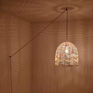 Lámpara colgante de mimbre "NORMA" - Ø45cm - Con interruptor y enchufe - E27 - Barcelona Led-Decoración