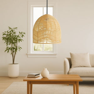 Lámpara colgante de mimbre "NORMA" - Ø45cm - E27 - Barcelona Led-Decoración