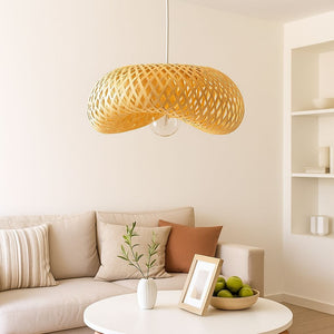 Lámpara colgante de mimbre "FREY" - E27 (1)