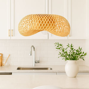 Lámpara colgante de mimbre "FREY" - E27 (2)