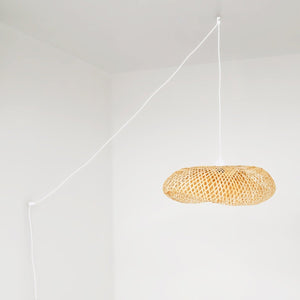 Lámpara colgante de mimbre "FREY" - Con interruptor y enchufe - E27 - Barcelona Led-Decoración
