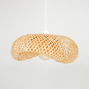 Lámpara colgante de mimbre "FREY" - Con interruptor y enchufe - E27 - Barcelona Led-Decoración